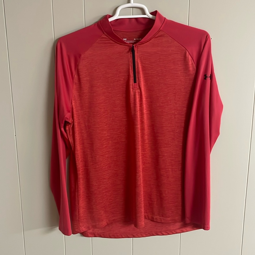 Under Armour Men’s Long-Sleeve 1/4-Zip T-Shirt. Red. Size XL.
